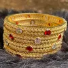 Bangles Africa 4pcs / lot Luxury Dubaï Brangles pour femmes fille avec strass de strass