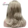 Wigs Strongbeauty medio biondo evidenzia naturali onde lievi calore ok a fascia sintetica di parrucca scelte di colore parrucca