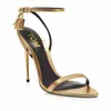 Designer Tom Fords Heels Padlock Naked Sandal Pointy Toe Shape Dress Shoes Woman Buckle Ankle Strap Heeled High Heels Sandals With Box Size 34-42