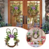 Декоративные цветы, пасхальная гирлянда из ротанга, фиолетовая роза, украшение для двери, подвесные украшения для дома, венок, оконные присоски