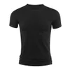 Summer Mens Short Sleeve Tshirt Basic Plain Casual Gym Muscle Crew Neck Tshirts Slim Fit Tops Tee Clothing for Man 240321