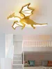 Ceiling Lights 2024 Cartoon Gold LED Dinosaur Lamp Children's Bedroom Home Decoration