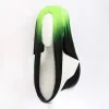 Peruki Symiller Women Syntetyczne peruki Cosplay Anime Zły facet długi prosty odporność na ciepło Włosy Ombre Black Green Perg Central Part