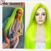 Verde Glueless Cabelo Sintético 13X2.5 Peruca Dianteira Do Laço Para a menina Mulheres Fibra de Alta Temperatura Natural Linha Fina Cosplay peruca fashiongirlhair perucas ventosas