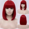 Wigs RANYU Short Bob o Synthetic Wig Women's Role Play Wig with Bangs White Synthetic Natural Hair Lolita Heat Resistant Head Cover