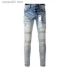 Jeans da uomo Hot new fashion 2024 Slim 1 1 jeans Viola Marchio di alta qualità autunno e inverno jeans alti fori blu strt fanno vecchio T240402