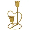 Portacandele Candeliere artistico a forma di cuore dorato in metallo per candele a forma di asta