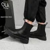 Botlar Büyük Boyutlu Mens Moda Botlar Siyah Trend Orijinal Deri Ayakkabı Yüksek Kovboy Platformu Boot Yakışıklı Uzun Botas Mans