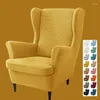 Housses de chaise Housse de canapé simple en jacquard pour salon Fauteuil à ailes extensible de couleur unie avec coussin de siège