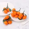 Décoration de fête Orange artificielle avec branche et feuilles vertes, Simulation de faux fruits, ornement pour la maison, décoration de Collection de chambre à coucher