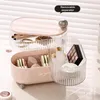 Storage Boxes Multifunctional Cosmetic Container Powder Puff Box Multi-layered Dustproof Makeup Organizer 360 Degree For