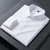 Весенне-осенние мужские рубашки с длинными рукавами, деловая повседневная устойчивая к морщинам однотонная формальная рубашка с лацканами, приталенная рабочая рубашка 240326