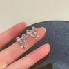 Boucles d'oreilles coréennes en Zircon pour femmes, bijoux tendance, mignon, cristal rose, personnalité Y2k, cadeaux de fête pour filles