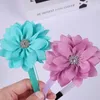 Haarschmuck 12 teile/satz Mädchen Blumen Stirnband Glänzende Schichten Große Blumen Strass Design Blumen Süße Kinder Kunststoff Haarband Kind