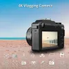Capture fotos e vídeos impressionantes com nosso pacote de câmera digital compacta 4K - inclui estojo de couro, foco automático, câmera de vlogging de 48MP, lente dupla e tela integrada de 7"