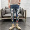 Dżinsy męskie dla mężczyzn chude złamane męskie kowbojskie rozdarcie z dziurami spodnie ciasna rura Zerwana graficzna Slim Fit Star Pants plus rozmiar dżins