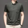 Men's Polos Summer Style Solid Color Short-sleeved T-shirts For Middle-aged And Elderly People With Real Pockets Loose Casual Tops