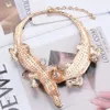 ZA Fashion Inlay Crystal Rhinestone Necklace Women Heavy Metal Punk Statement Large Choker Necklace Jewelry 240315