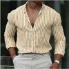 Camisas casuais masculinas 2023 NOVA moda Moda Mens Camisa Impressão Slim Green Color Sky Blue Outdoor Street Clothing Long Sleeve Casual Casual 240402