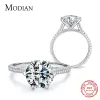 Colliers Modian Clear 3CT CZ RING STONE Classic Real Sterling Sier Crown Rings For Women Wedding Engagement Statement Bijoux