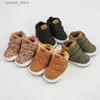 Första vandrare första vandrare babyskor pojke flicka vinter varm spädbarn snö stövlar fleece mjuk botten sko född inomhus sneakers småbarn första vandrare 230928 l240402