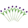 装飾的な花8 PCSシミュレーションチューリップ花嫁偽植物フェイクラテックスチューリップ花瓶の花