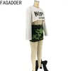 Werkjurken FAGADOER Mode Street Style Vrouwen Letterprint O Hals Crop Top met lange mouwen en Camouflage Minirokken Outfits Casual kleding