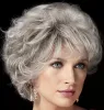 Wigs Slivery Gray Short Curly Wavy Wig 100% geïmporteerde premium synthetische mode bruin haarpruiken voor vrouwen