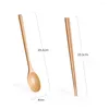 Flatware Sets 1 Set/2pcs Korean Wooden Tableware Spoon Chopsticks 2-piece Set Solid Wood Long Handle Portable