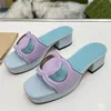 2024 spring summer new arrive women slippers runway designer suede leather open peep toe chunky heel female outside walking vacation designer flip flops