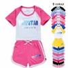 子供の服セットトラップスターの子供用半袖Tシャツショーツスポーツスーツ幼児少年青年トレーニングスーツTシャツThe Tops TEES R P3NT＃