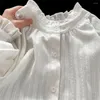 Damenblusen 2024 Koreanisches Hemd Weiß Elegante Frauen Adrette Niedlicher Rüschenkragen Frühling Herbst Shirts Mädchen Langarm Blusas
