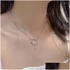 Chokers Choker 2023 Kpop Goth Y2K Pink Heart Pendant Clavicle Chain Necklace For Women Egirl Grunge Collares Aesthetic Emo Jewelry Acc Dhzr8