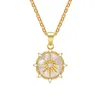 Pendentif Colliers Statemet Naturel Shell Roue de Fortune Collier pour femmes Chaîne en acier inoxydable Charms Bijoux