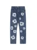 Mens jaqueta jeans conjunto unissex jaquetas casuais jean conjuntos designer jaqueta sweatpants impressão floral casacos calças homem mulher moda hip hop roupas