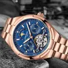 Altri orologi Overseas Calendario perpetuo Ultra-sottile 4300V Orologio automatico da uomo Fase Luna Oro rosa Quadrante argento Bracciale in acciaio Top Brand 231123