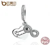 P Style 925 Sterling Silver Forever Friends Clear CZ Cuore Arco Nodo Ciondolo Fit Braccialetti con ciondoli Gioielli di moda donna PAS3754920707