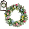 Dekorative Blumen Frühling Künstlicher Blumenkranz Bunte Eier Ostern Girlande Dekorationen für Haustür Fenster Home Party Dekoration