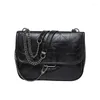 Bolsas de ombro Rhombus Black Rock Soft Flap Único Crossbody Pack Chain Bag Bolsas de luxo para mulheres PU Leather Messenger