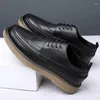 Casual Shoes Men Black Wedding Leather Business Dress Round Toe Youth British Style Inner Heightening Spring 2024 Arrivals Shoe