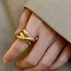 Cluster Ringen Roestvrij Stalen Sieraden Minimalistisch Metaal Goud Kleur PVD Plated Opening Ring Voor Vrouwen Bagues Pour Femme Party Gift Drop