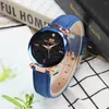 Armbandsur Woman Fashion Leather Band Analog Quartz runda handledsklockor för kvinnor