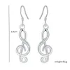 Dingle örhängen 925 Sterling Silver Romantic Music Notation Drop for Women High Quality Fine Party Brands Jewel Christmas Gifts