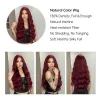 Perruques Alan Eaton Long Bourgogne Wave Synthetic Hair Wigs Natural Middle Part Wine Red Wig For Daily Party Use Women Women Res résistant à la chaleur Wig