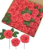 Fleurs décoratives Mefier fleur artificielle 25/50pcs corail fausses Roses avec tige pour bricolage Bouquets de mariage arrangements floraux maison