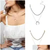 Chokers Y-Kette Halskette für Frauen Legierung Pailletten Mond Anhänger Kragen Chocker Choker Maxi Bijoux 2021 Schmuck Drop Lieferung Halsketten P Dhksx