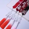 Hårklipp retro kinesiska Hanfu Red Chiffon Tassel Hairband för huvudbonad Kvinnor Bältband Ornament Bindtillbehör Gåvor