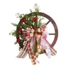 Decorative Flowers Mistletoe Wreath Winter Farmhouses Wagon Wheel Red Vintage Window Suction Cups