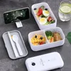 Dinnerware Bento Box Opp Bag Preferred Material Simple Shape Lattice Placement Easy To Clean Kitchen Bar Utensils Double Lunch 346g