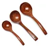 Cucchiai Cucchiaio di legno Mestoli da zuppa Stoviglie naturali Utensili con manico lungo grande Ramen Riso Forniture da cucina